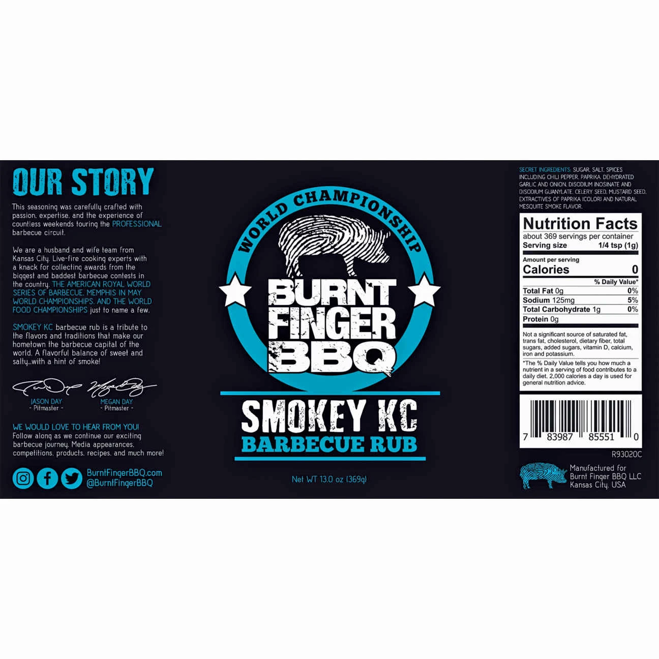 Burnt Finger BBQ Smokey Kansas City All-Purpose Seasoning - 13 Oz 2 Burnt Finger BBQ Smokey Kansas City All-Purpose Seasoning - 13 Oz - Image 2