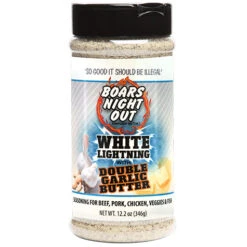 Boar's Night Out White Lightning With Double Garlic Butter BBQ Seasoning & Dry BBQ Rub - 12.2 Oz Bottle