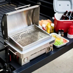 Coyote 25-Inch 20,000 BTU Marine-Grade Portable Propane Gas Grill -BBQGrills Shop Coyote 25 Inch 20000 BTU Marine Grade Portable Propane Gas Grill C1PORTLP Lifestyle Open