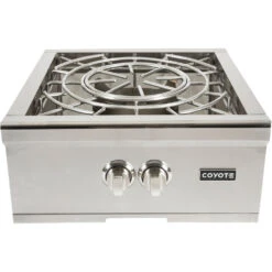 Coyote Premium Grill Cover For 60,000 BTU Power Burner -BBQGrills Shop Coyote Built In Natural Gas 60000 BTU High Performance Power Burner with Wok Ring and Stainless Steel Lid C1PBNG