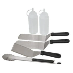 Le Griddle Starter Cooking Kit - Includes Two Cooking Spatulas, Cleaning Spatula, Tongs, Water Bottle And Oil Bottle
