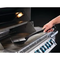 Napoleon Industrial Stainless Steel Grill Brush -BBQGrills Shop Low Res JPG 62052 IndustrialSSCleaningBrush WithScraper InUse Brush
