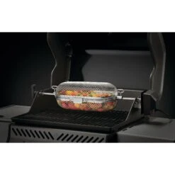 Napoleon Stainless Steel Rotisserie Grill Basket -BBQGrills Shop Low Res JPG 64000 RotisserieBasket InUse Veggies