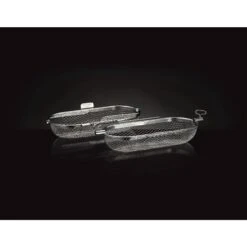 Napoleon Stainless Steel Rotisserie Grill Basket -BBQGrills Shop Low Res JPG 64000 RotisserieBasket OnBlack Open