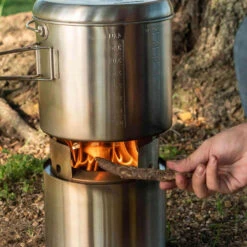 Solo Stove Pot 4000 Stainless Steel Camping Pot - 135 Ounces -BBQGrills Shop POT4000 Camping Pot InUse