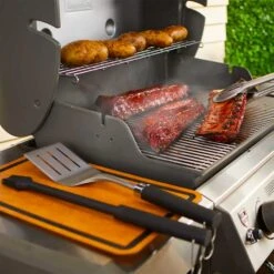 Weber Grills Precision 3-Piece Grilling Tool Set -BBQGrills Shop Weber Precision 3 piece grilling tool set flipping ribs