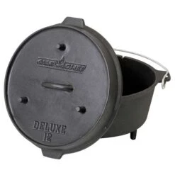 Camp Chef 12-Inch Pre-Seasoned Cast Iron Deluxe Dutch Oven - 9 1/3 Quart