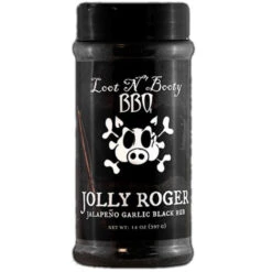 Loot N' Booty BBQ Jolly Roger Jalapeno Garlic Black Rub BBQ Seasoning & Dry BBQ Rub - 14 Oz Bottle