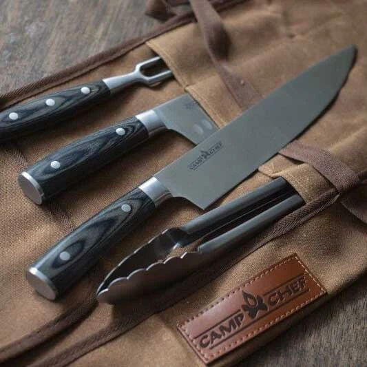 Camp Chef Deluxe 4-Piece Stainless Steel Carving Knife Set With Canvas Case 4 Camp Chef Deluxe 4-Piece Stainless Steel Carving Knife Set With Canvas Case - Image 4