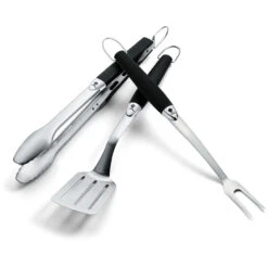 Weber Grills Premium Stainless Steel BBQ Tool Set With Non-Slip Grip - 3-Pieces